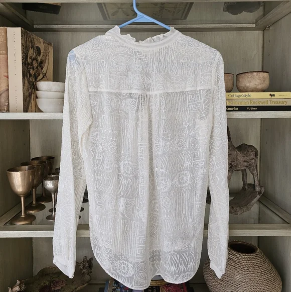 Rebecca Taylor Silk Aztec Embroidered Blouse - Picture 8 of 8